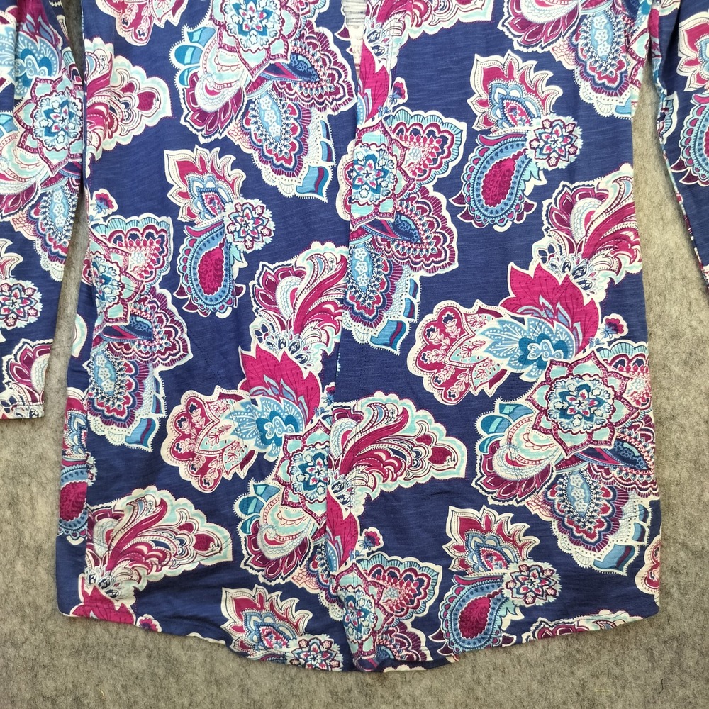 Chico's Ultimate Tee Cardigan Womens Size 1‎ / M Paisley Floral Boho Open Front - Picture 3 of 11